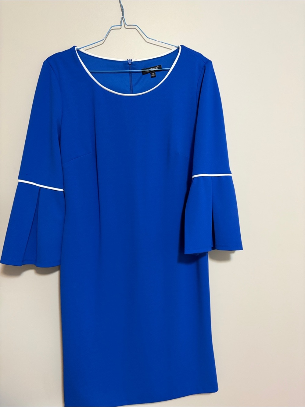 Glamour Royal Blue Shift Dress with White Trim